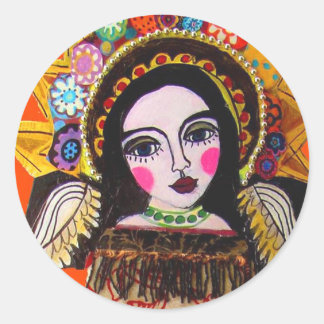 Vrgin von Guadalupe von Heather Galler Runder Aufkleber