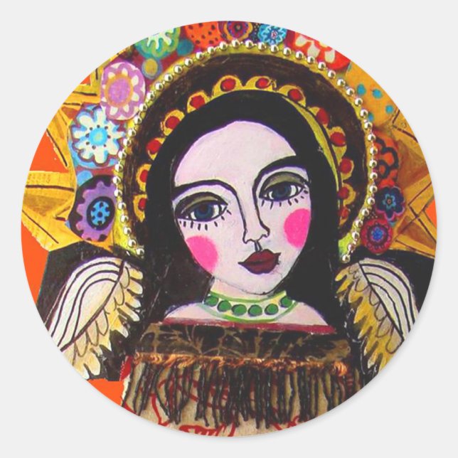 Vrgin von Guadalupe von Heather Galler Runder Aufkleber (Vorderseite)