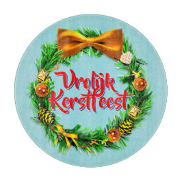 Vrolijk Kerstfeest Niederländisch Frohe Weihnachte Schneidebrett