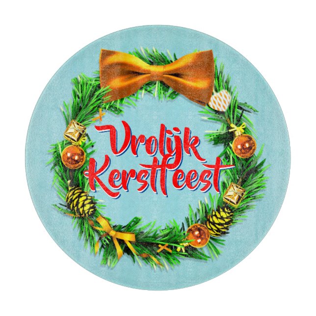 Vrolijk Kerstfeest Niederländisch Frohe Weihnachte Schneidebrett (Vorderseite)
