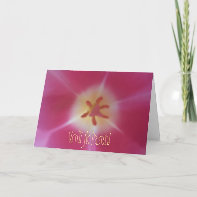 Vrolijk Pasen ! Carte Pâques Néerlandaise, Fleur T (Devant)
