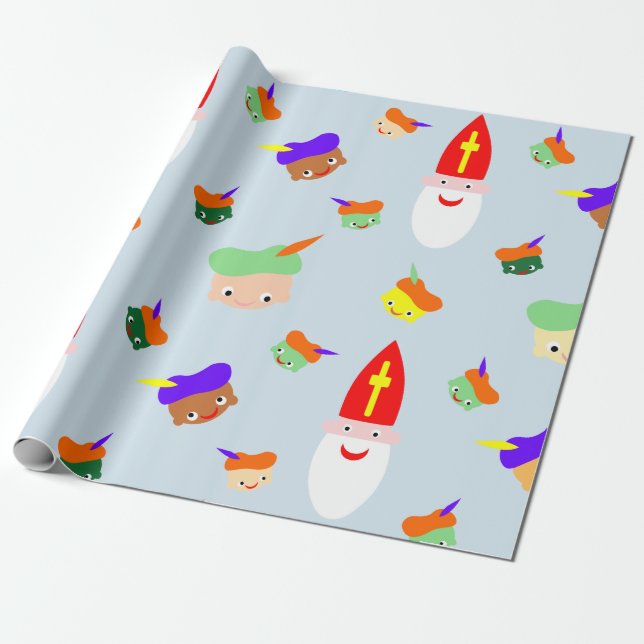 Vrolijk Sinterklaas pakpapier Geschenkpapier (Ungerollt)