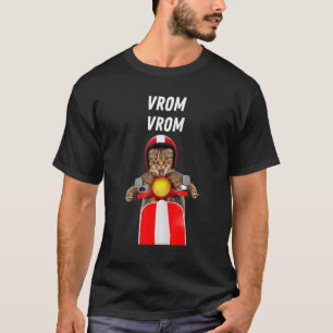 Vrom Vrom Verrückte Katze Motorrad-Rennsport Cool T-Shirt