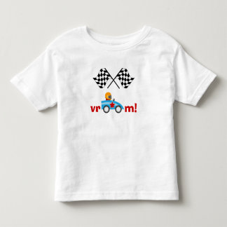 Vroom scherzt Rennen-Auto und checkered Flaggen T Kleinkind T-shirt