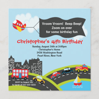 Vroom Signalton-Auto-Geburtstags-Party Einladung