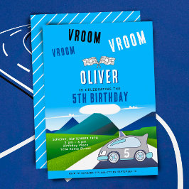 Vroom Vroom Racing Car auf einer Road Boy Birthday Einladung