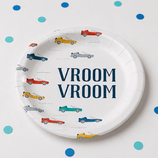 Vroom Vroom Transportation Pappteller (Transportation Birthday Paper Plates)