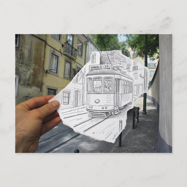 VS-Kamera - Lissabon-Straßenbahn Postkarte (Vorderseite)
