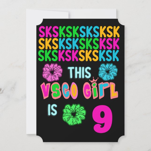 VSCO Girl Geburtstagsparty Einladung (Vorderseite)