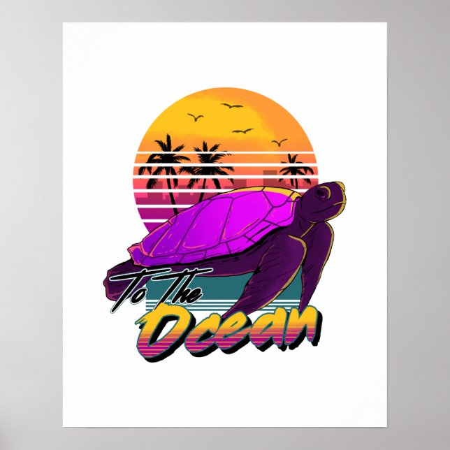 Vsco Girl Sea Turtle Vaoirwave-Ästhetik Poster (Vorne)