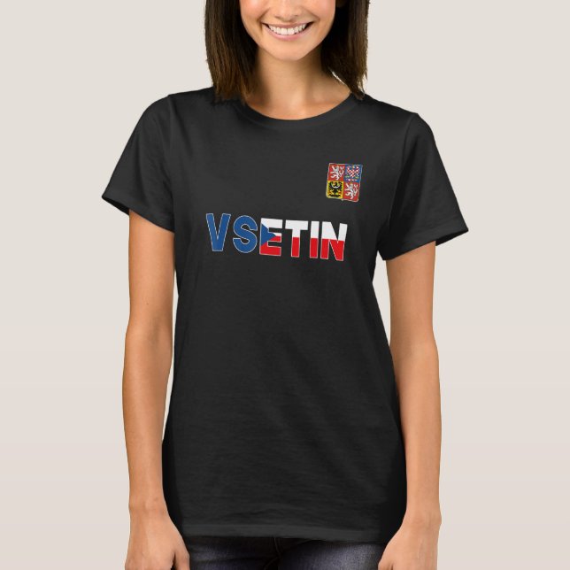 Vsetin Czech Republic Heart Flag Lion Coat Of Arm  T-Shirt (Vorderseite)