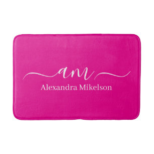 VSimple Modernes Monogramm rosa Minimalistische Ba Badematte