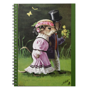 VTG Romantic Mouse Couple Spiral Notebook Notizblock