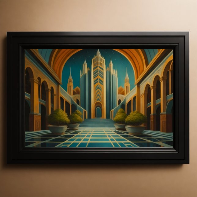 Vue Cityscape Couleurs Musulées Style Art Déco 3:2 (Créateur téléchargé)