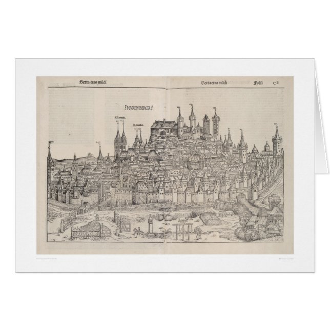 Vue de Nuremberg de Nuremberg chronique (1458) (Devant horizontal)