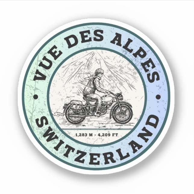 Vue des Alpes - Schweiz/Alpen Aufkleber (Vorderseite)