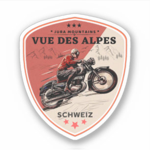 Vue des Alpes Schweizer Alpen Motorrad-Tour Aufkleber
