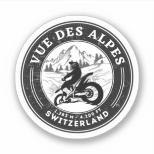 Vue des Alpes Schweizer Alpen Motorradtour Aufkleber