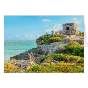 Vue Des Ruines De Tulum, Temple Dieu Des Vents, Me