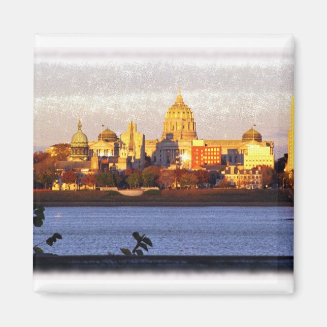 Vue d'or de Harrisburg, Pa Magnet (Devant)