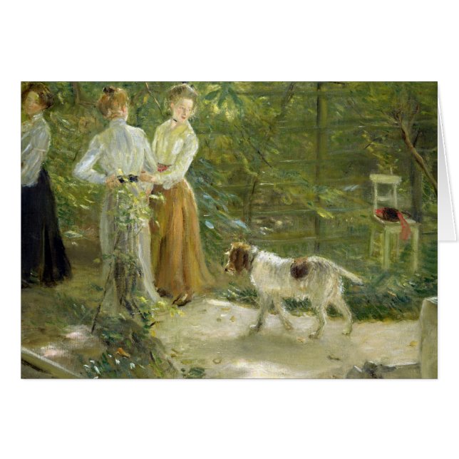 Vue du jardin de l'artiste avec ses filles (Devant horizontal)
