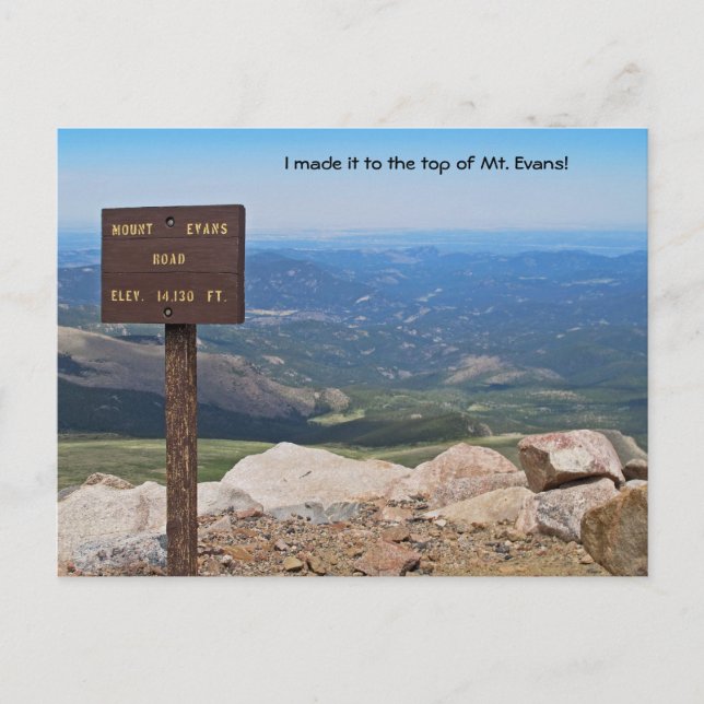 Vue du sommet de la carte postale Mt. Evans (Devant)
