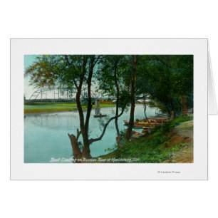 Vue d'un débarquement en bateau sur la rivière rus