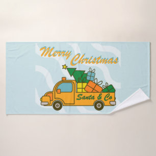 Vue latérale du camion père Noël Joyeux Noël