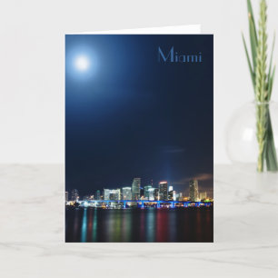 Vue panoramique de Miami la nuit - Carte de voeux