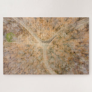 Vue pittoresque zenithal d'un puzzle en bois