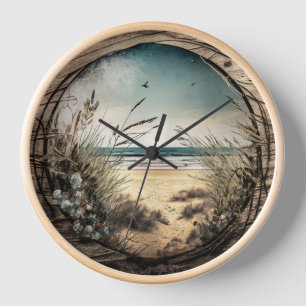 Vue Plage Horloge Rustique
