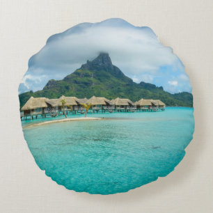 Vue sur le coussin rond d'île de Bora Bora