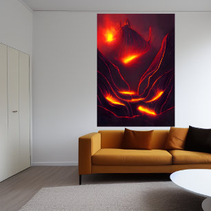 Vulkan, Berg und Lava   AI Art Poster