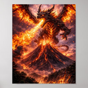Vulkan-Drache-Eruption-Plakat Poster