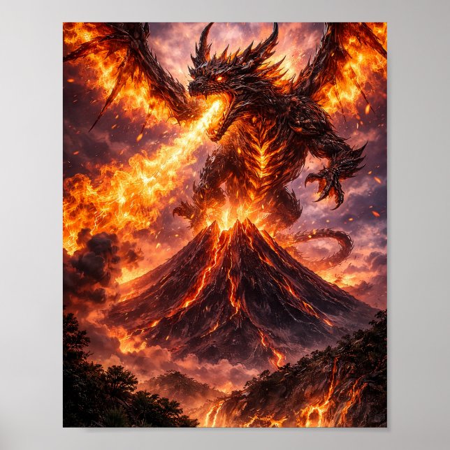 Vulkan-Drache-Eruption-Plakat Poster (Vorne)