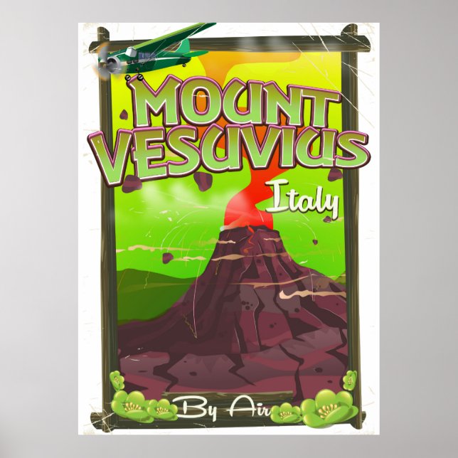 Vulkan Monte Vesuvius Italienischer Cartoon Poster (Vorne)