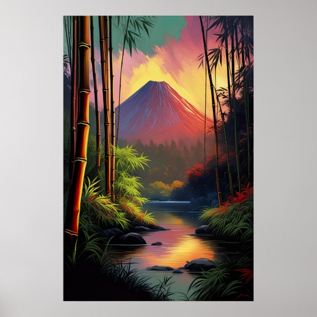 Vulkanausbruch, Blick auf den Fluss Poster (Vorne)