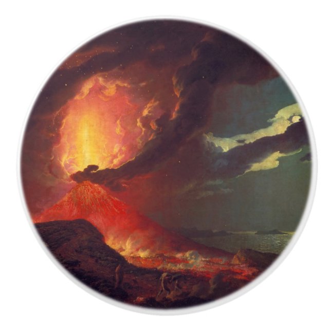 Vulkanausbruch des Vesuv (lebender Vulkan) Keramikknauf (Vorderseite)