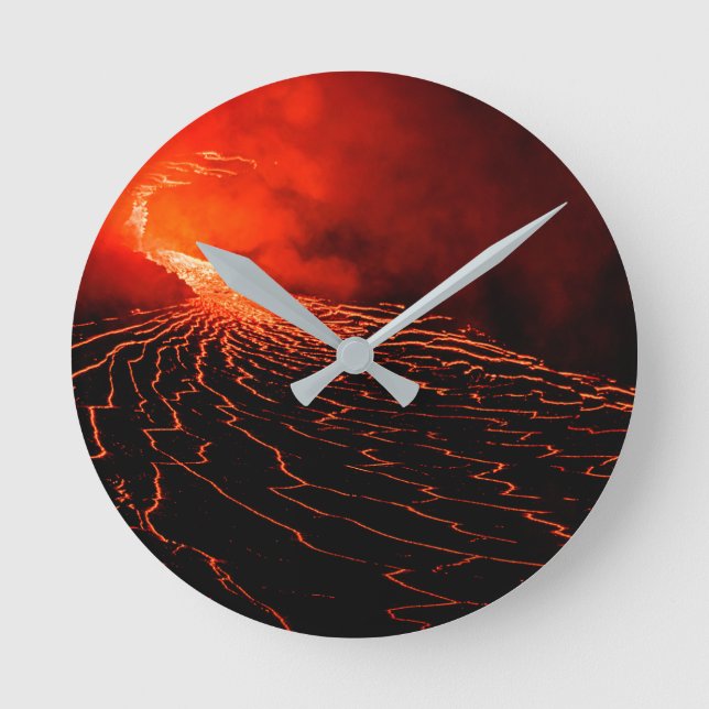 Vulkanausbruch Runde Wanduhr (Vorderseite)