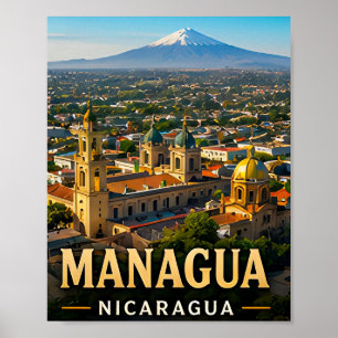 Vulkane und Seeblick-Schönheit in Managua Poster