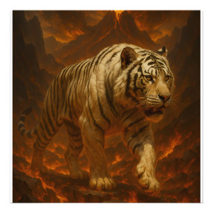 Vulkanische Premium-Wandkunst Weißer Tiger – Feine Fotodruck