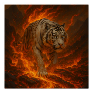 Vulkanische Premium-Wandkunst Weißer Tiger – Feine Poster