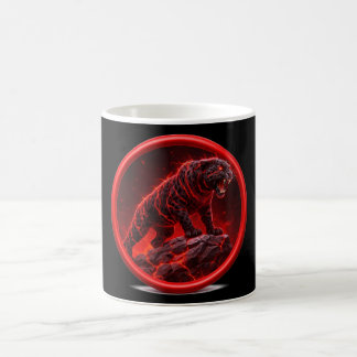 Vulkanischer schwarzer Panther auf glühendem Felse Kaffeetasse