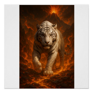 Vulkanischer Weißer Tiger Premium-Wandkunst – Fein Poster