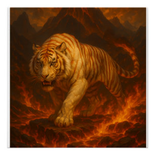 Vulkanischer Weißer Tiger Premium-Wandkunst – Fein Poster