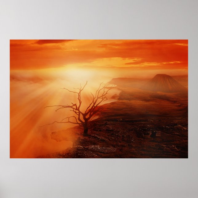 Vulkanlandschaft bei Sonnenuntergang Poster (Vorne)