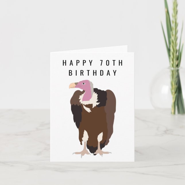Vulture Bird Illustration Happy 70. Geburtstag Karte (Vorderseite)