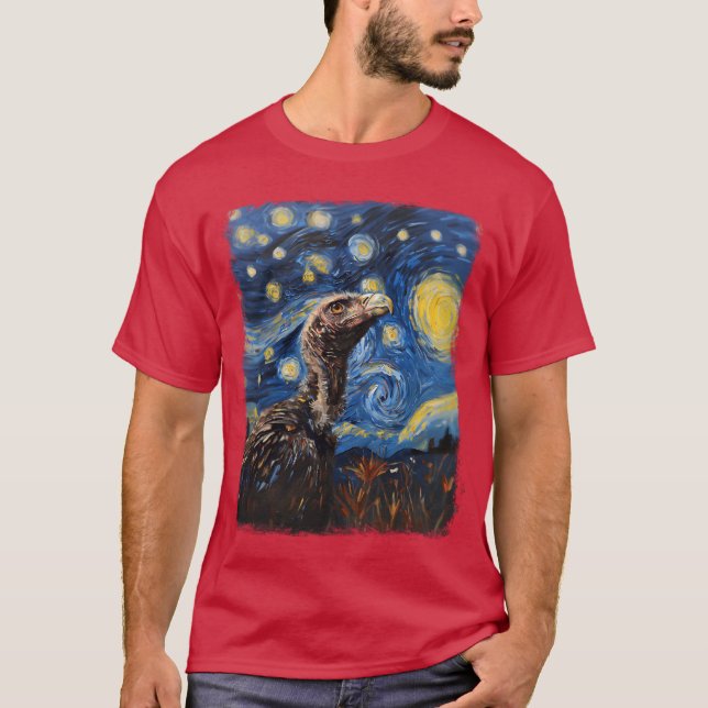 Vulture Bird Starry Night Painting Freunde T-Shirt (Vorderseite)