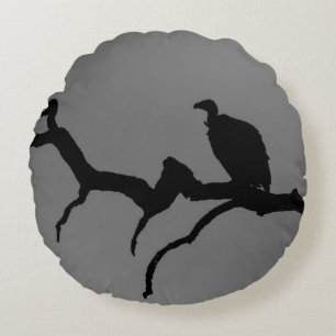 Vulture Silhouette Rundes Kissen