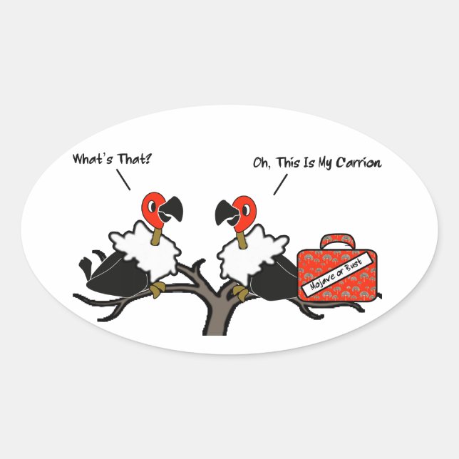 Vultures Carrion Carry on Luggage Cartoon Ovaler Aufkleber (Vorderseite)